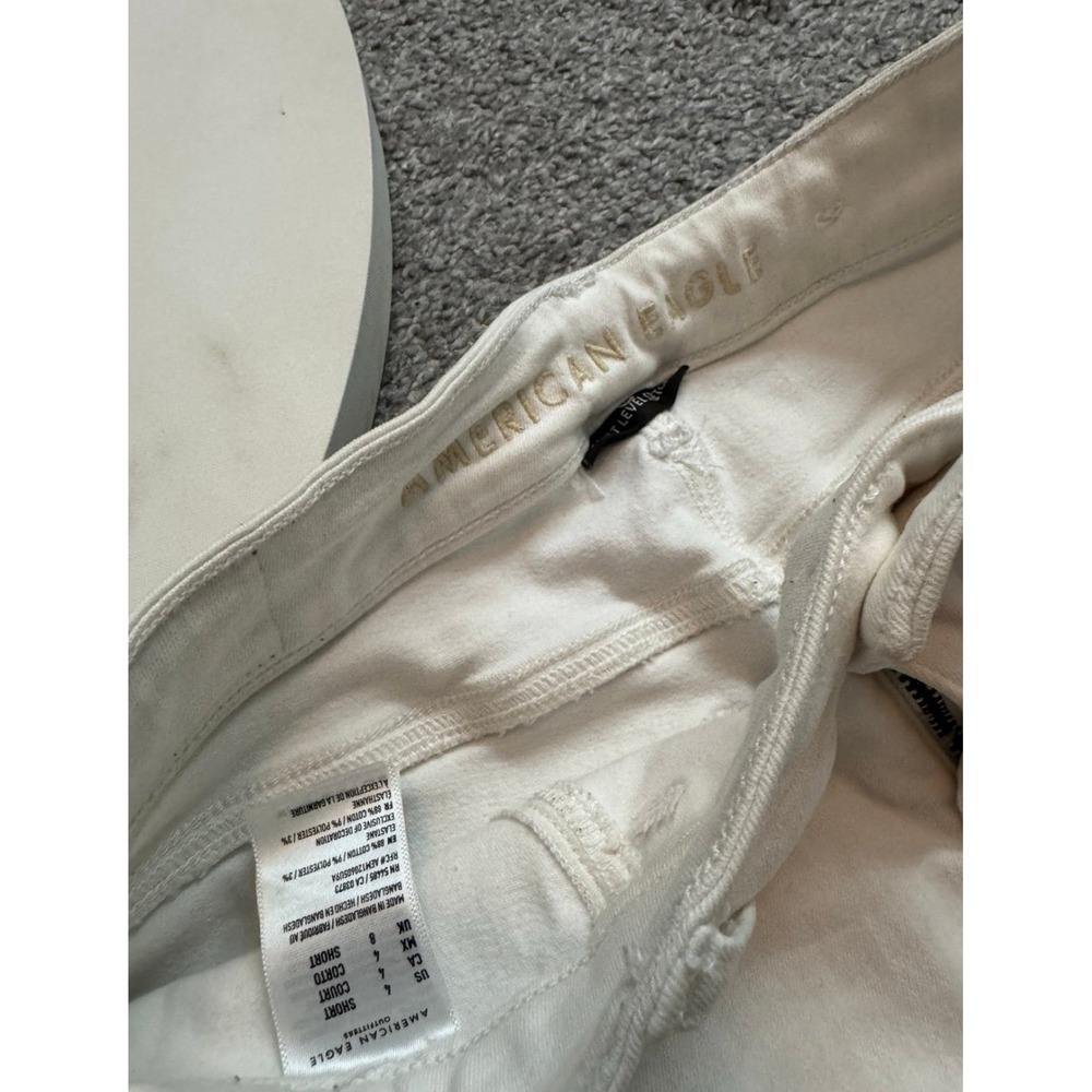 American Eagle White Skinny Stretch Jeans Ripped Distressed Size 4 Short - Picture 7 of 7